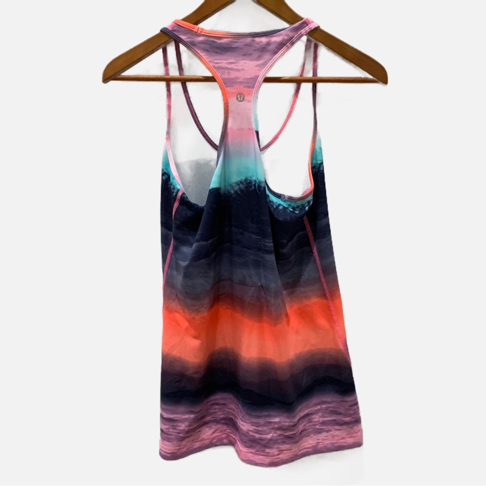 Lululemon Multi Colored Striped Loose Fit Tank Top Size 10 - Picture 2 of 3